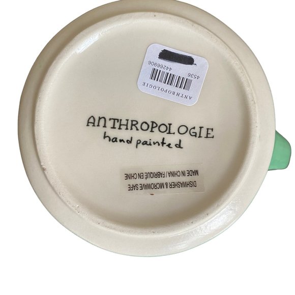 Anthropologie Mia Colorway Haindpainted Letter M Monogram Initial Mug NWT Green - Picture 7 of 7